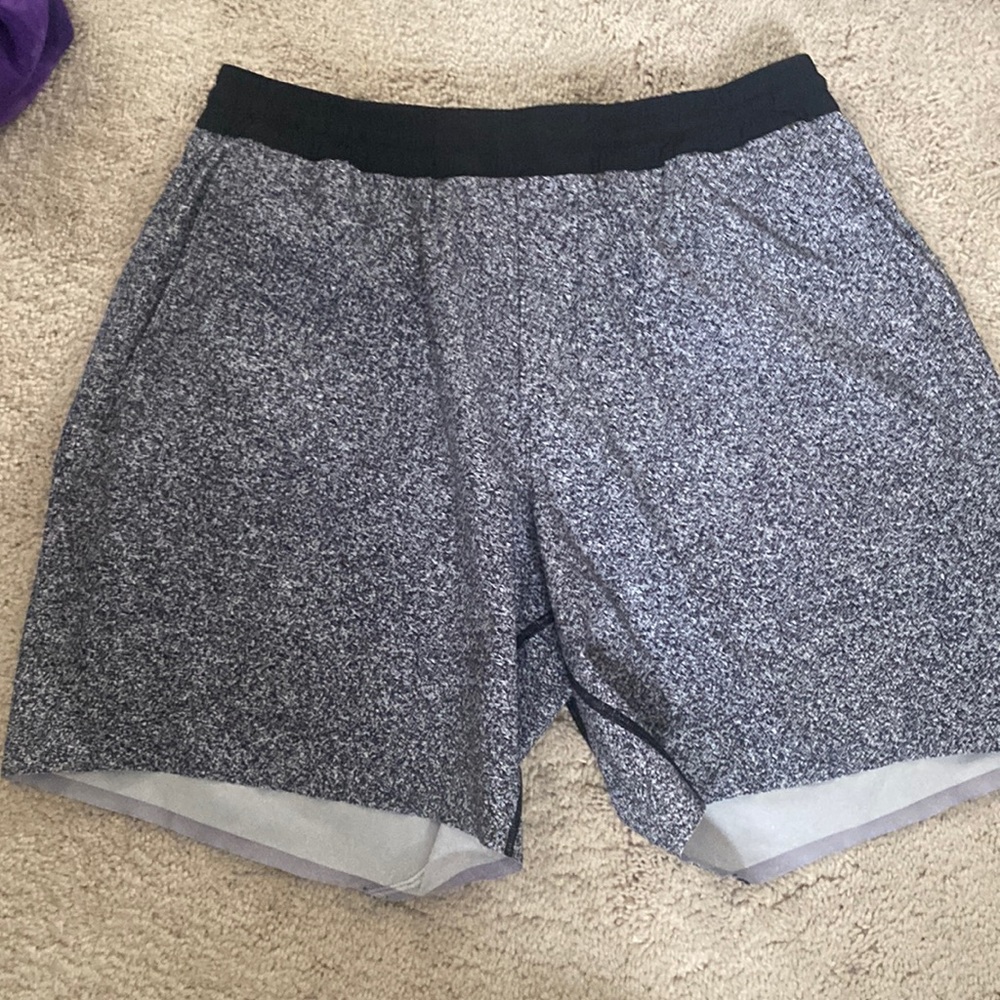 Lululemon Surge Mens Shorts Lined grey Speckled Drawstring Running Gym